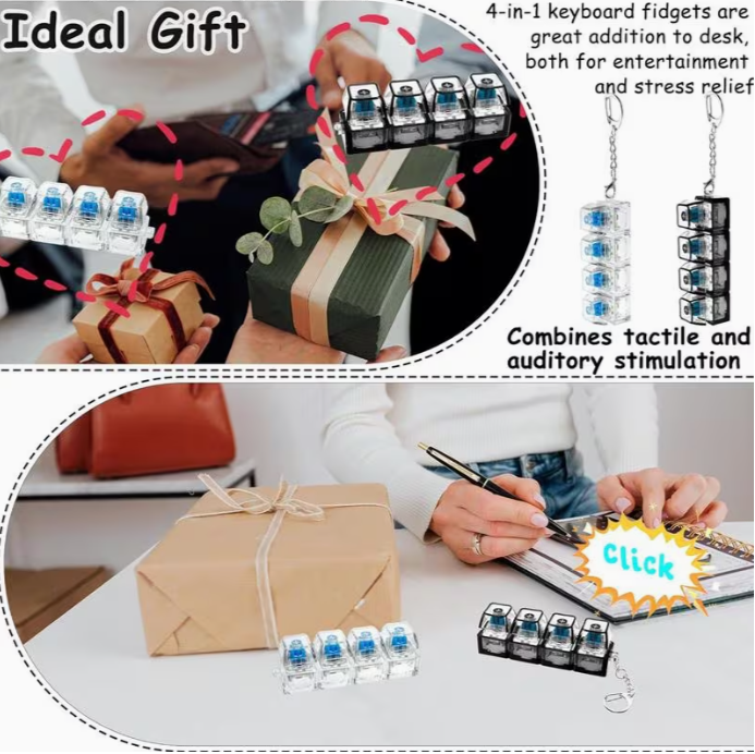 Breloc Tastatură Mecanică cu 4 Switch-uri Blue