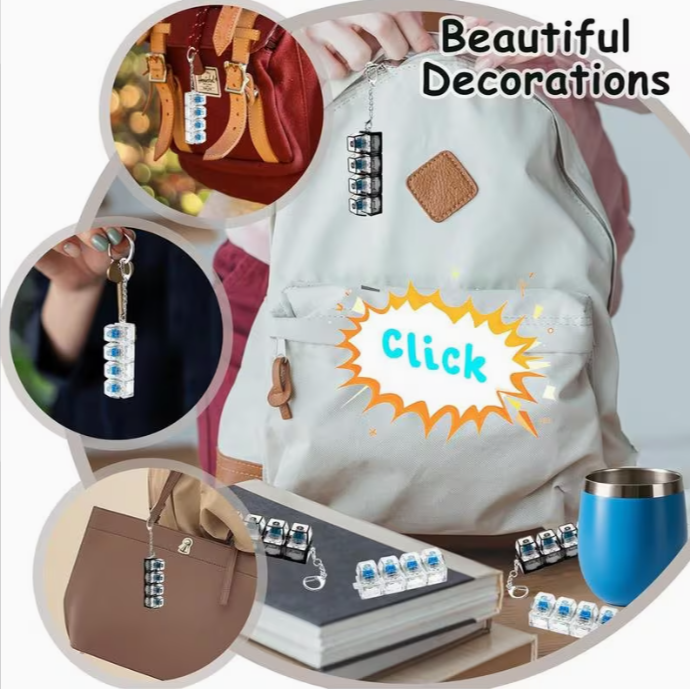 Breloc Tastatură Mecanică cu 4 Switch-uri Blue